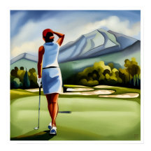 Pintura de Golfer - Impressão de Arte