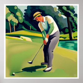 Pintura de Golfer - Impressão de Arte