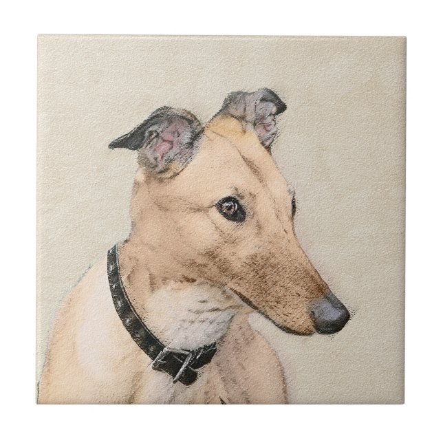 Pintura de Greyhound - Arte de Cachorro Original (Frente)