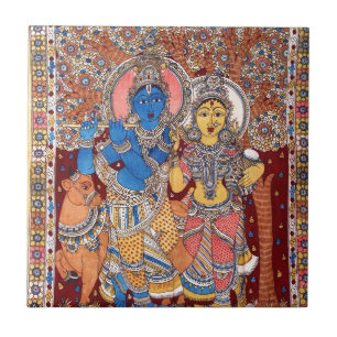 PINTURA DE KALAMKARI RADHA KRISHNA