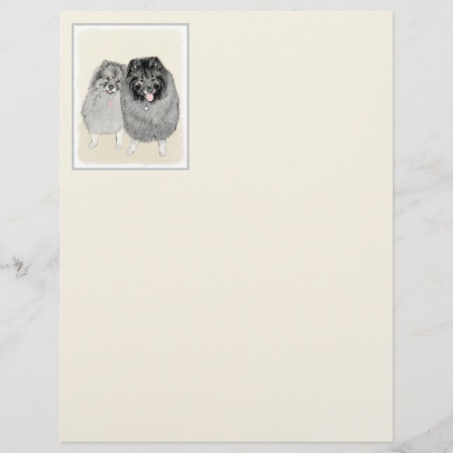 Pintura de Keeshond, Mãe e Filho - Arte Original d (Frente)