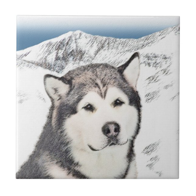 Pintura de Malamute no Alasca - Arte de Cachorro O (Frente)