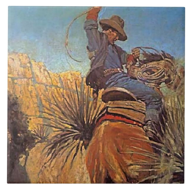 Pintura de NC Wyeth "Cavalo Saltando de Cobra" (Frente)