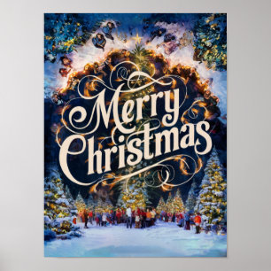 Pintura de Óleo de Natal para Posters e Impressões
