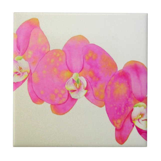 Pintura de orquídea em aquarela rosa (Frente)
