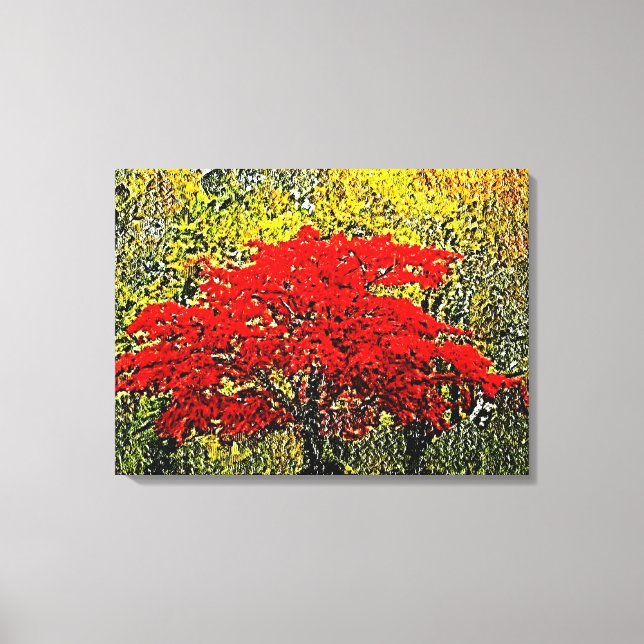 Pintura de outono Vermelho - Canvas (Frente)