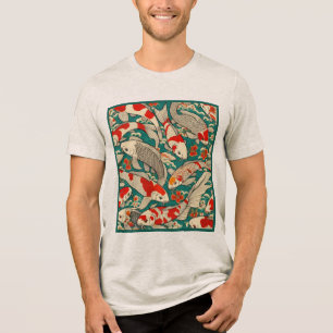 Pintura de padrão de peixe Koi japonês Vintage