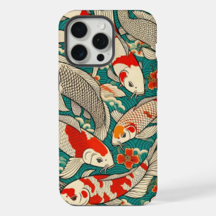 Pintura de padrão de peixe Koi japonês Vintage