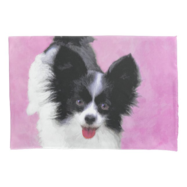 Pintura de Papillon (Branco e Preto) - Arte Canina (Frente)