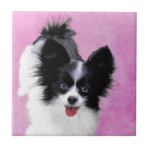 Pintura de Papillon (Branco e Preto) - Arte Canina