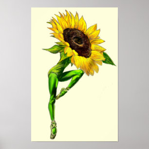 Pintura de Poster de Bailarina Girassol Ballet