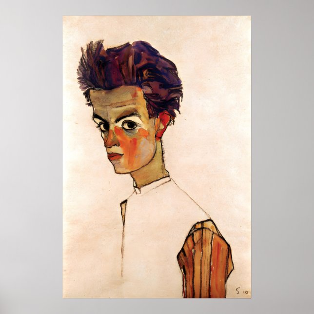 Pintura de Poster Egon Schiele Auto-Retrato com (Frente)