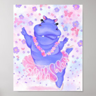 Pintura de Poster Prima Ballerina Hippo - Seu Text