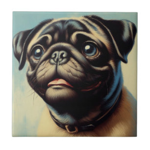 Pintura de Pug Retro