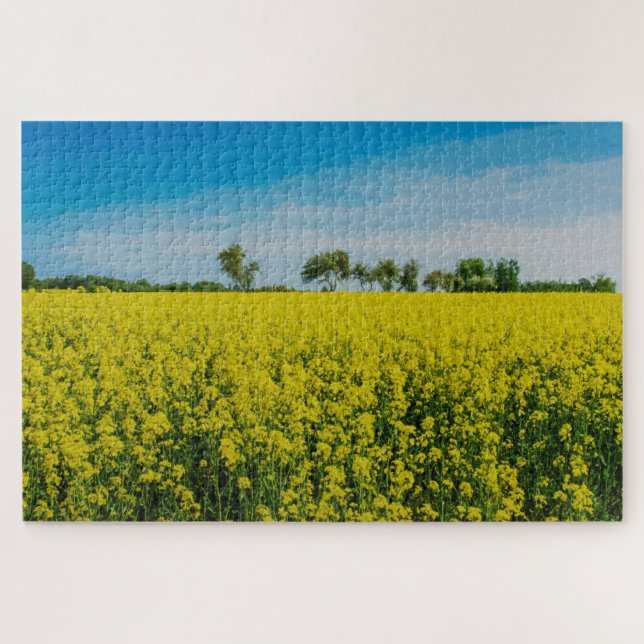 Pintura de quebra-cabeça de campo de flores amarel (Horizontal)