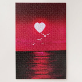 Pintura de Quebra-Cabeça do Amor do Pôr do Sol no