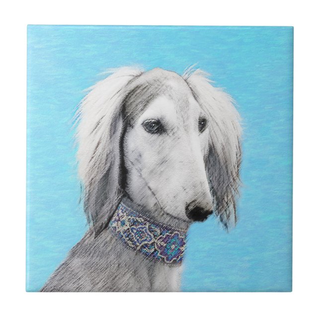 Pintura de Saluki (Prata) - Arte de Cachorro Origi (Frente)