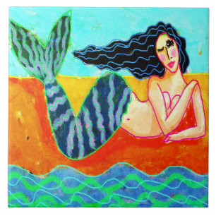 Pintura de sereia Abstrato Funky