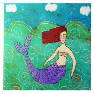 Pintura de sereia Abstrato Funky