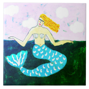 Pintura de Sereia do Mar Azul Profundo