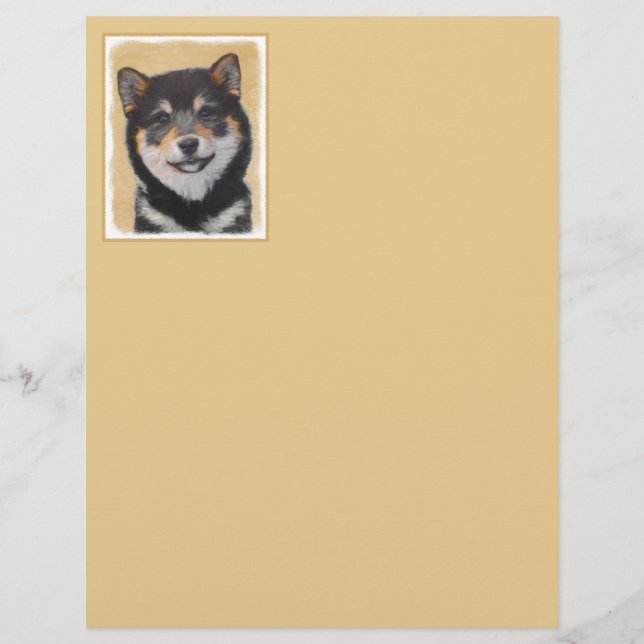 Pintura de Shiba Inu (Preto e Latão) - Arte Canina (Frente)