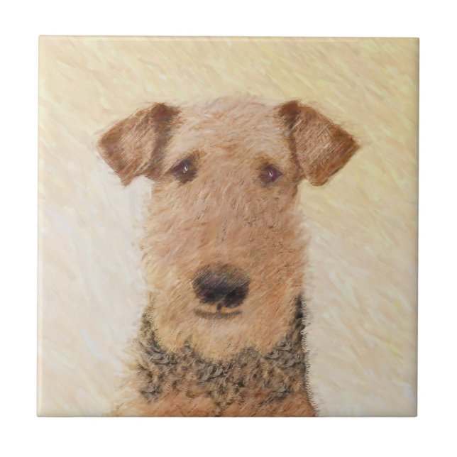 Pintura de Terrier Airedale - Arte original cômoda (Frente)