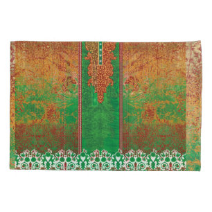 pintura de um campo verde com uma borda laranja