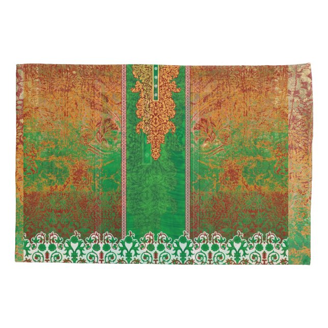 pintura de um campo verde com uma borda laranja (Verso)