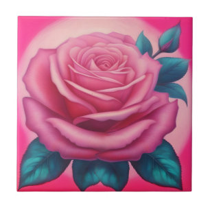 Pintura de uma rosa-rosa-néon