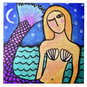 Pintura Digital Abstrata de Sereia Noturna