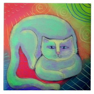 Pintura digital Abstrato de Gatinho feliz