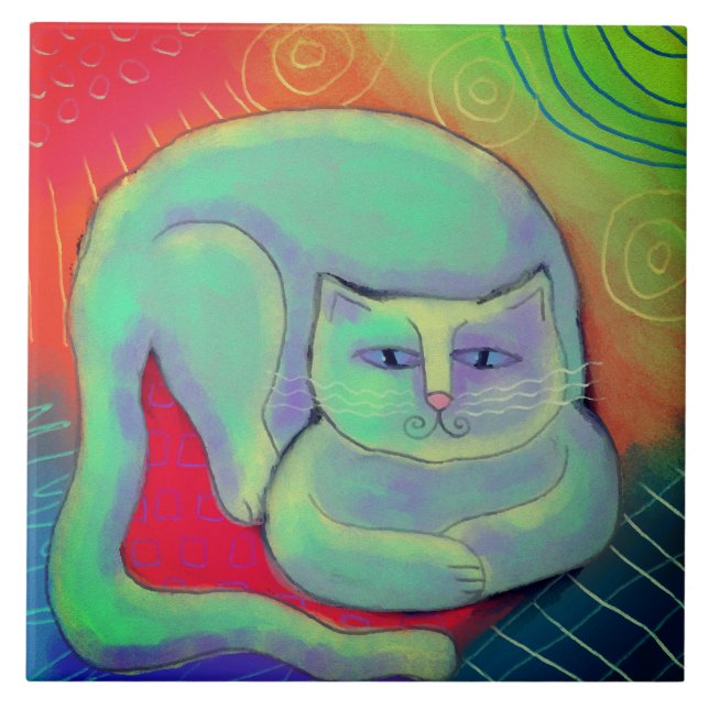 Pintura digital Abstrato de Gatinho feliz (Frente)