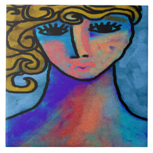 Pintura digital Abstrato de mulher azul