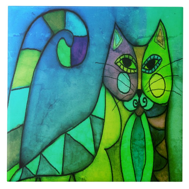 Pintura digital Abstrato do Calico Cat (Frente)