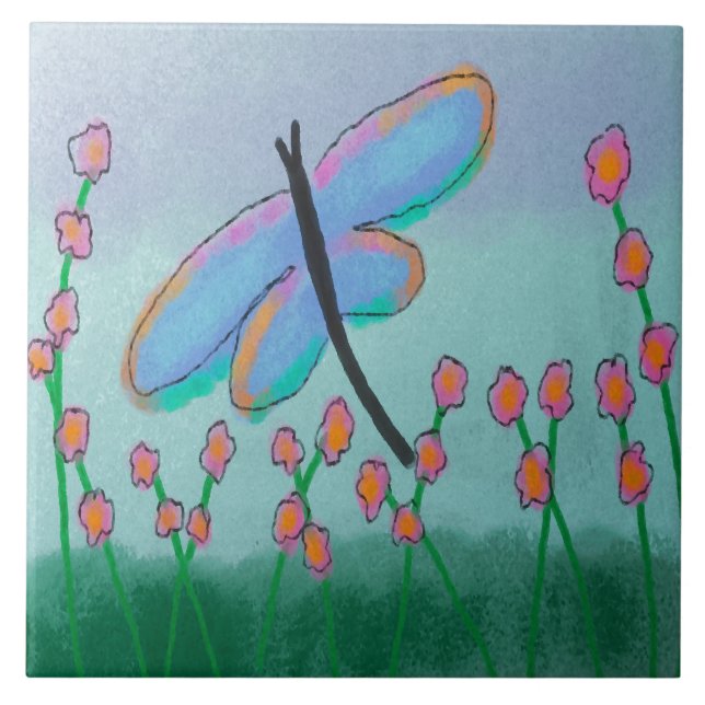 Pintura digital Abstrato Dragonfly azul (Frente)