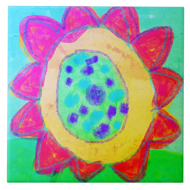 Pintura digital de Abstrato de girassol rosa (Frente)