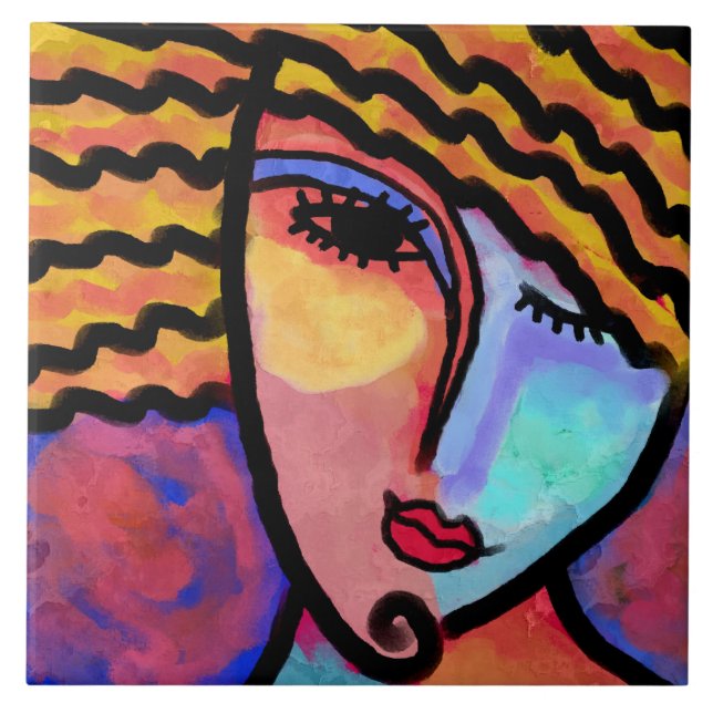 Pintura digital Sly Grin Abstrato de uma Mulher (Frente)