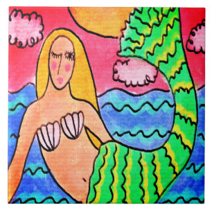 Pintura digital Sunset Mermaid Abstrato