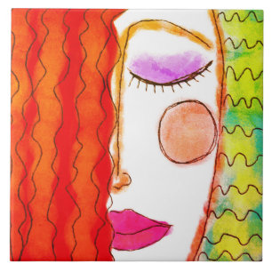 Pintura digital Wavy Red Hair Abstrato