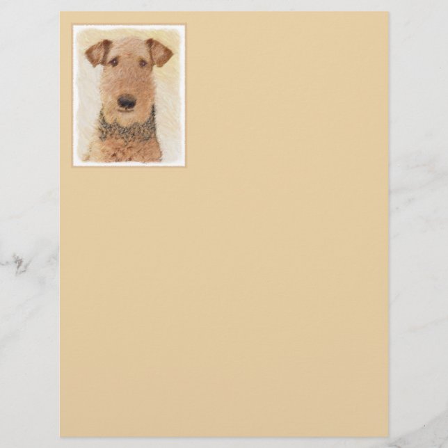 Pintura do Airedale Terrier - Arte Original Fofa (Frente)