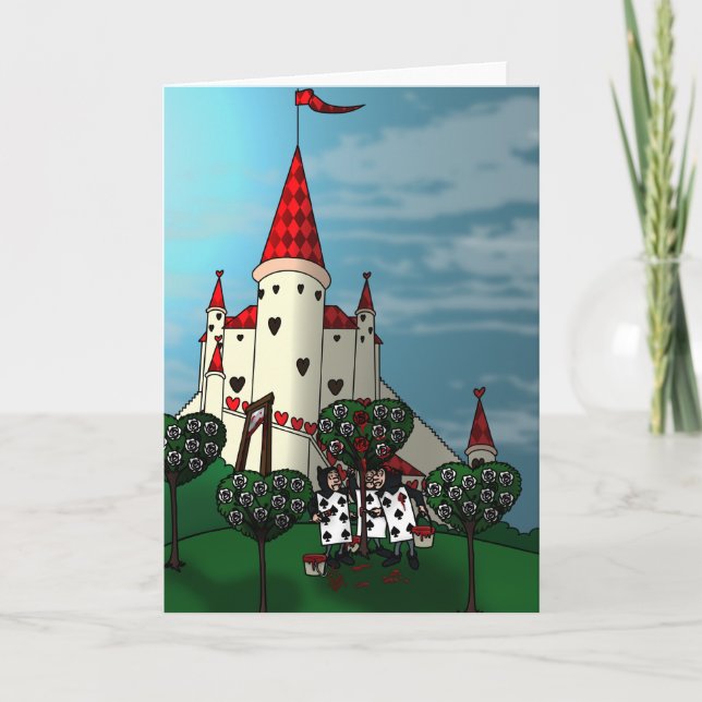 Pintura Do Cartão De Saudação Vermelho Rosa (Frente)