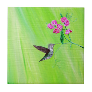 Pintura do colibri e das ervilhas doces