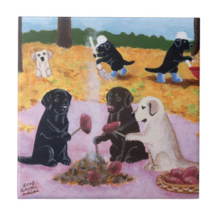 Pintura do divertimento do outono de Labradors