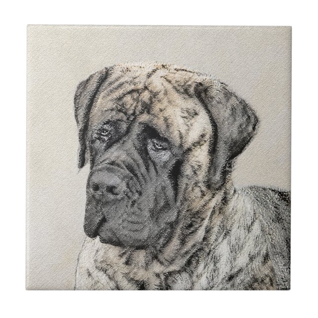 Pintura do Mastiff Inglês (Brindle) - Arte Canina (Frente)