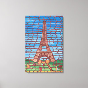 Pintura do mosaico de canvas da torre Eiffel