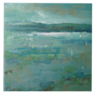 Pintura do Oceano Abstrato de Praia Costeira