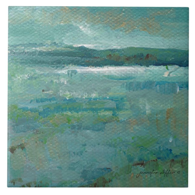 Pintura do Oceano de Praia abstrato (Frente)