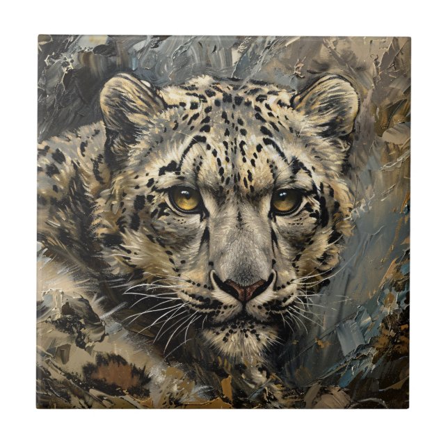 Pintura do óleo de Leopardo da Neve (Frente)