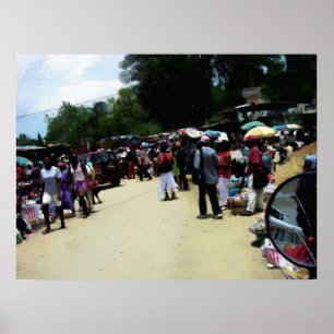 Pintura do poster - mercado do príncipe Haiti do
