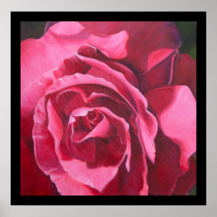 Pintura do rosa do rosa com o poster preto da arte